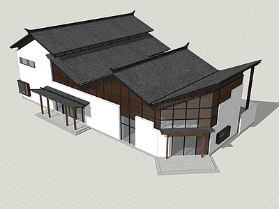 新中式现代文化馆 徽派建筑 新中式建筑 二层2000平方