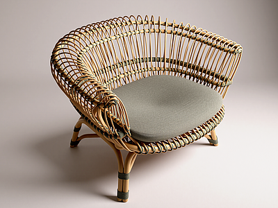 现代极简休闲椅 Depadova 竹编椅 藤编休闲椅 Silvia