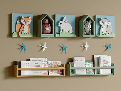 奶油书架 儿童书架 壁挂书架 儿童玩具 儿童挂饰