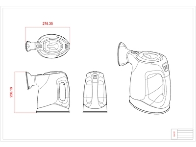 现代电器 家电 蒸汽机 挂烫机 三视图 产品 施工图