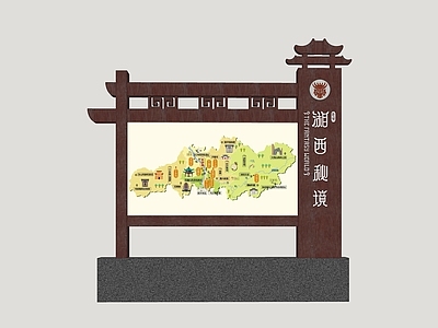 新中式标识标牌 景区标识牌 全景导览牌 古镇标识牌 指示牌