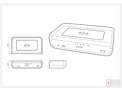 现代电器 电器 无线手机充电器 三视图 产品 施工图