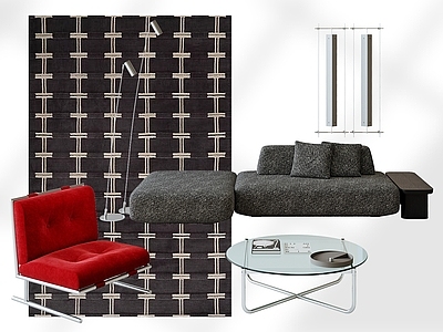 现代意式沙发组合 包豪斯侘寂多巴胺 简约法式轻奢奶油 沙发茶几组合壁灯 单人沙发去客厅化 装饰摆件地毯书籍