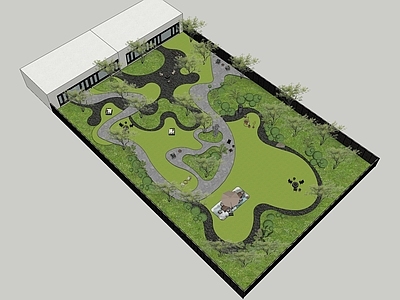 现代新中式别墅庭院 现代庭院
