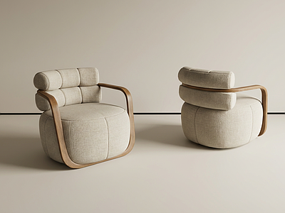 奶油轻奢单人沙发 木沙发 布艺沙发 懒人沙发