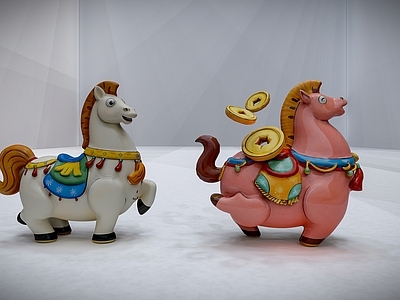 新中式现代艺术装置 石膏雕塑 马雕塑 小品