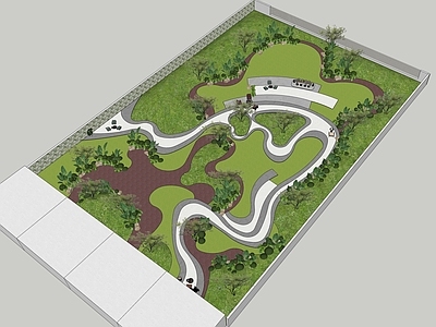 现代奶油别墅庭院 现代庭院