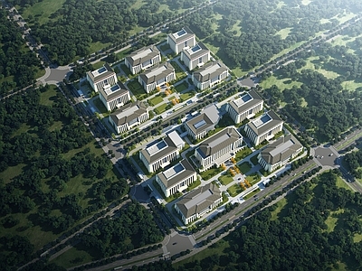 现代新中式创业园区 藏式办公 产业园 产业园景观 办公园区 现代藏式