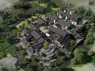 现代新中式其他商业建筑 民宿聚落 村落 现代中式民宿 乡村振兴 田野景观