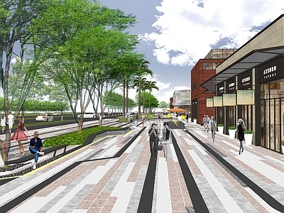 现代广场景观 商业广场 下沉广场 线性空间 商业街 健身广场