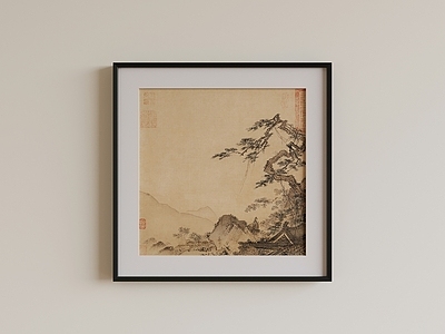 中式新中式挂画 长松山水画