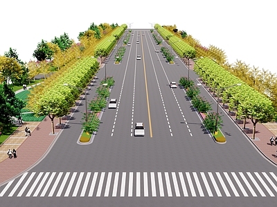 现代道路 道路景观 道路街道 城市道路规划 人行道路 道路绿化