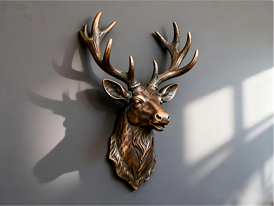 现代轻奢雕塑摆件 现代艺术雕塑 现代鹿头雕塑 现代装饰雕塑