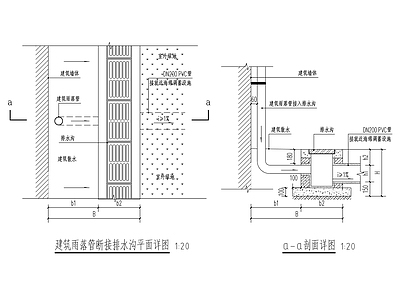 景观节点 落水管断接排水沟 落水管节点图 海绵城市措施图 施工图