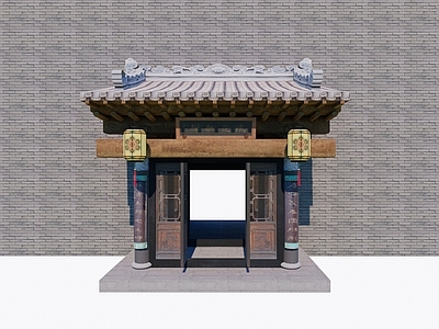 中式入口大门 山西大院 木雕大门 大院入户门 传统民居大门