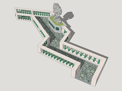 新中式围墙 园林护栏 园林矮墙 园林围墙 景石围墙