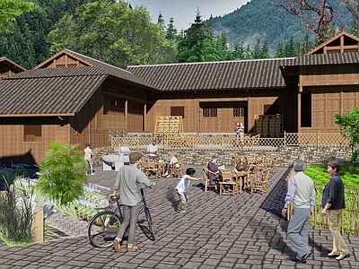 中式乡村民房 传统村落 乡村民居 房前屋后 乡村庭院
