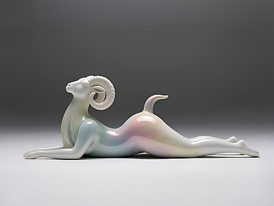 现代新中式雕塑摆件 羊彩色陶瓷艺术品 雕塑 摆件 美陈