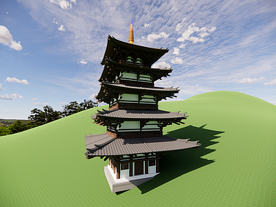 中式复古古建筑 古楼 亭子 古建筑