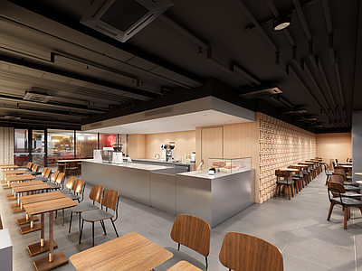 现代新中式茶餐厅 咖啡店 餐厅 街边店