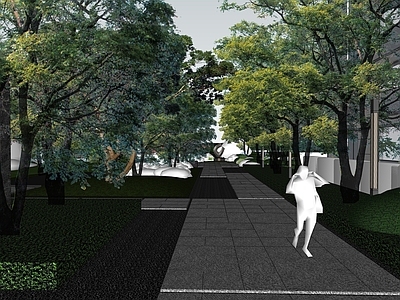 新中式简约别墅庭院 住宅庭院景观 景观节点 景观树 休闲景观 下沉庭院