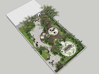 现代奶油别墅庭院 现代庭院