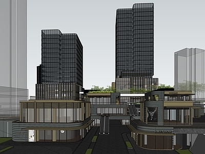 现代其他商业建筑 玻璃幕墙 曲线 商业 商场 高层