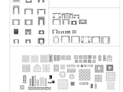 中式屏风隔断 中式窗花屏风 隔断 立面图 门洞 施工图