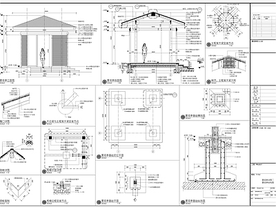美式简欧亭子 美式防腐木四角亭 简欧防腐木方亭 施工图