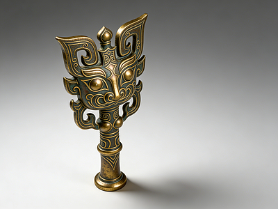 现代新中式雕塑摆件 青铜器 神兽 面具 雕塑 美陈