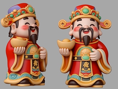 新中式雕塑摆件 中式财神 雕塑