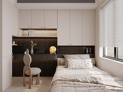 奶油风榻榻米卧室 现代 黑白灰 榻榻米