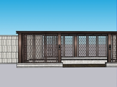 新中式其他景观小品 廊架CAD 廊架su 休闲空间 会客厅 铁艺廊架