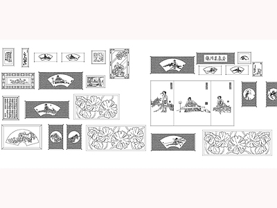 中式挂画 中式挂画 山水画 书法 施工图