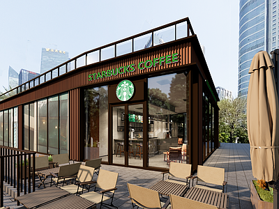 现代简约餐饮建筑 咖啡店 建筑 餐厅
