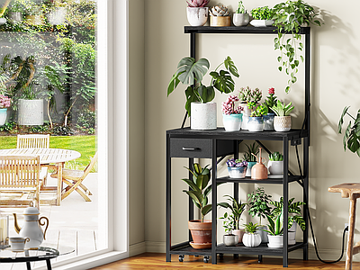 奶油风盆栽 置物架 阳台绿植 阳台花架 绿植置物架 阳台