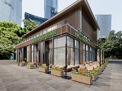 现代简约咖啡厅 建筑 咖啡店 餐厅