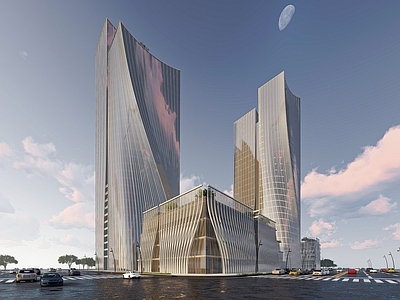 现代主义商务中心 Aedas 未来感 Zaha 超高层 曲线