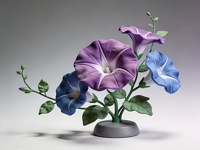 软雕塑风格花艺 花朵 雕塑 美陈 AI渲染 牵牛花