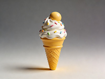 卡通风格玩具 冰淇淋 雕塑 美陈 AI渲染