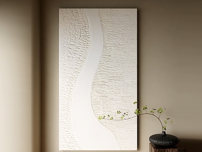侘寂风玄关 抽象画 肌理画 油画 长条挂画 走廊装饰画