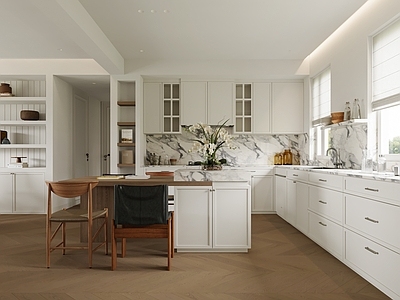 现代简约开放式厨房 轻法式厨房 轻法式餐厅 自然风厨房 自然风餐厅 现代厨房