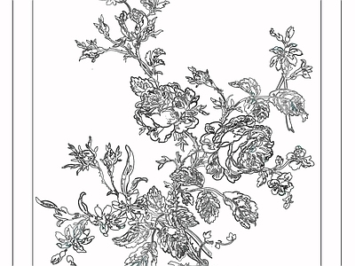 中式挂画 花画 施工图