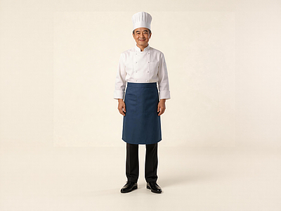 极简男人 中式厨师角色 餐饮人物模型 厨师制服模型 中老年厨师 写实人物模型