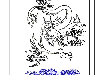 中式挂画 龙腾挂画 施工图