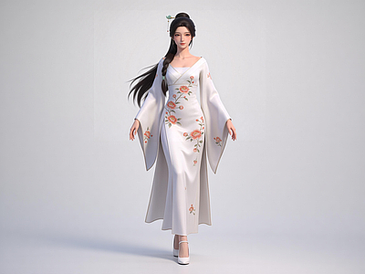 新中式虚拟人物 中式古装角色 3D 虚拟人物 汉服美女模型 古风仙侠角色 游戏人物模型