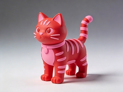 卡通风格玩具 猫 雕塑 美陈 AI渲染 动物雕塑