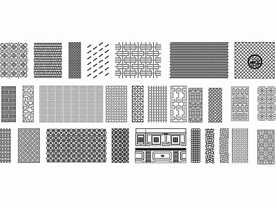 中式屏风隔断 中式屏风 施工图