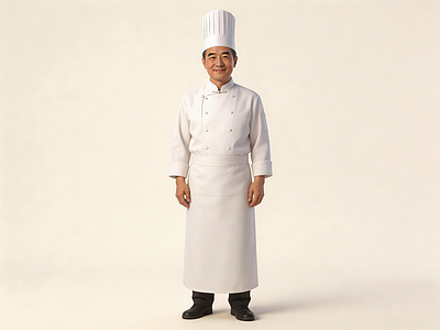 极简虚拟人物 中式厨师角色 餐饮人物模型 厨师制服模型 中老年厨师 写实人物模型