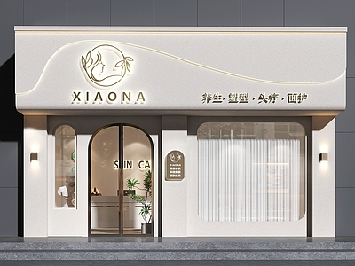 奶油风门头 美甲美容店门头 门头设计 美容店设计